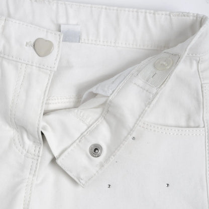 Girls White Embellished Jeans