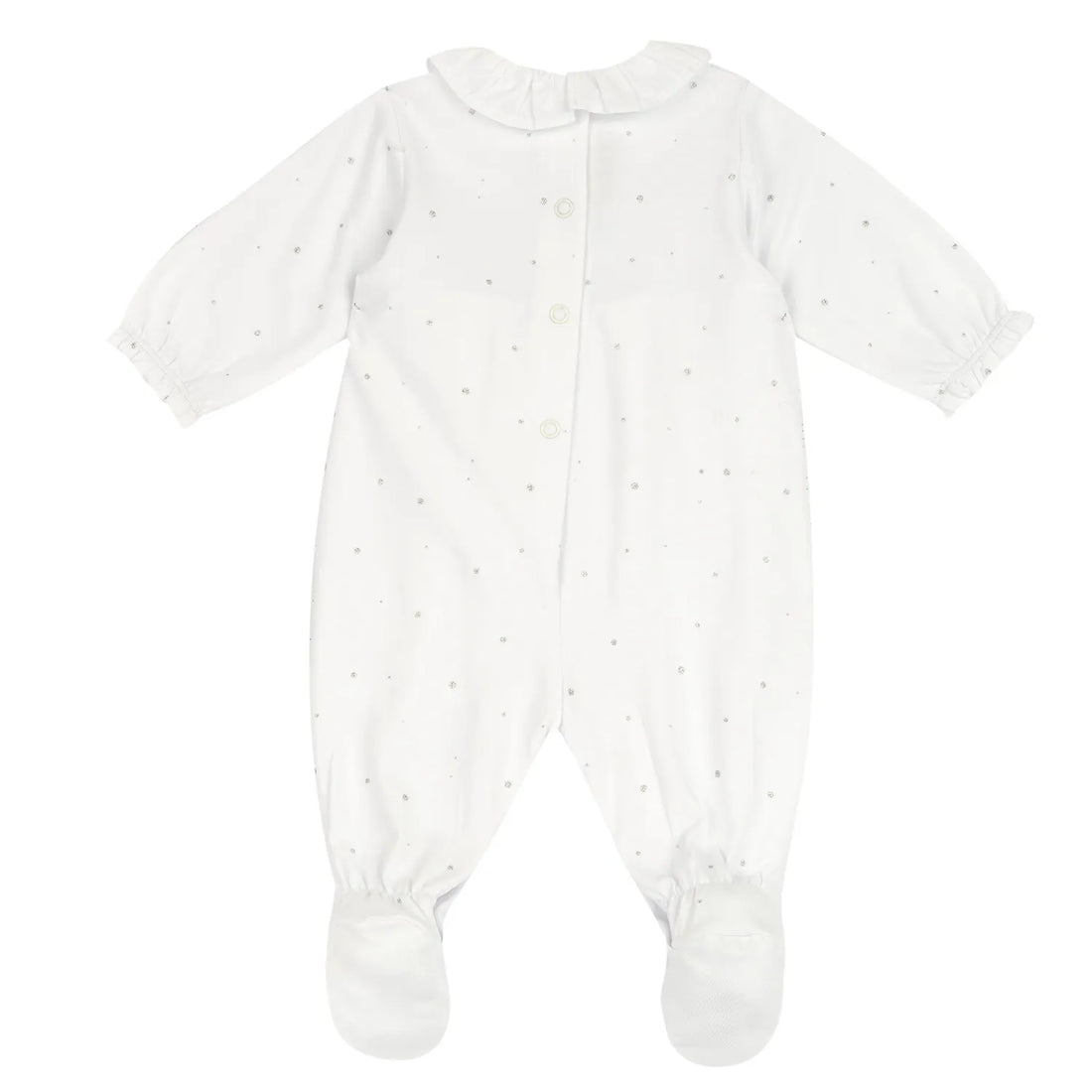 Girls White Embellished Leg Opening Babysuit