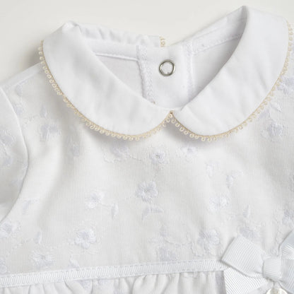 Girls White Embellished Leg Opening Babysuit