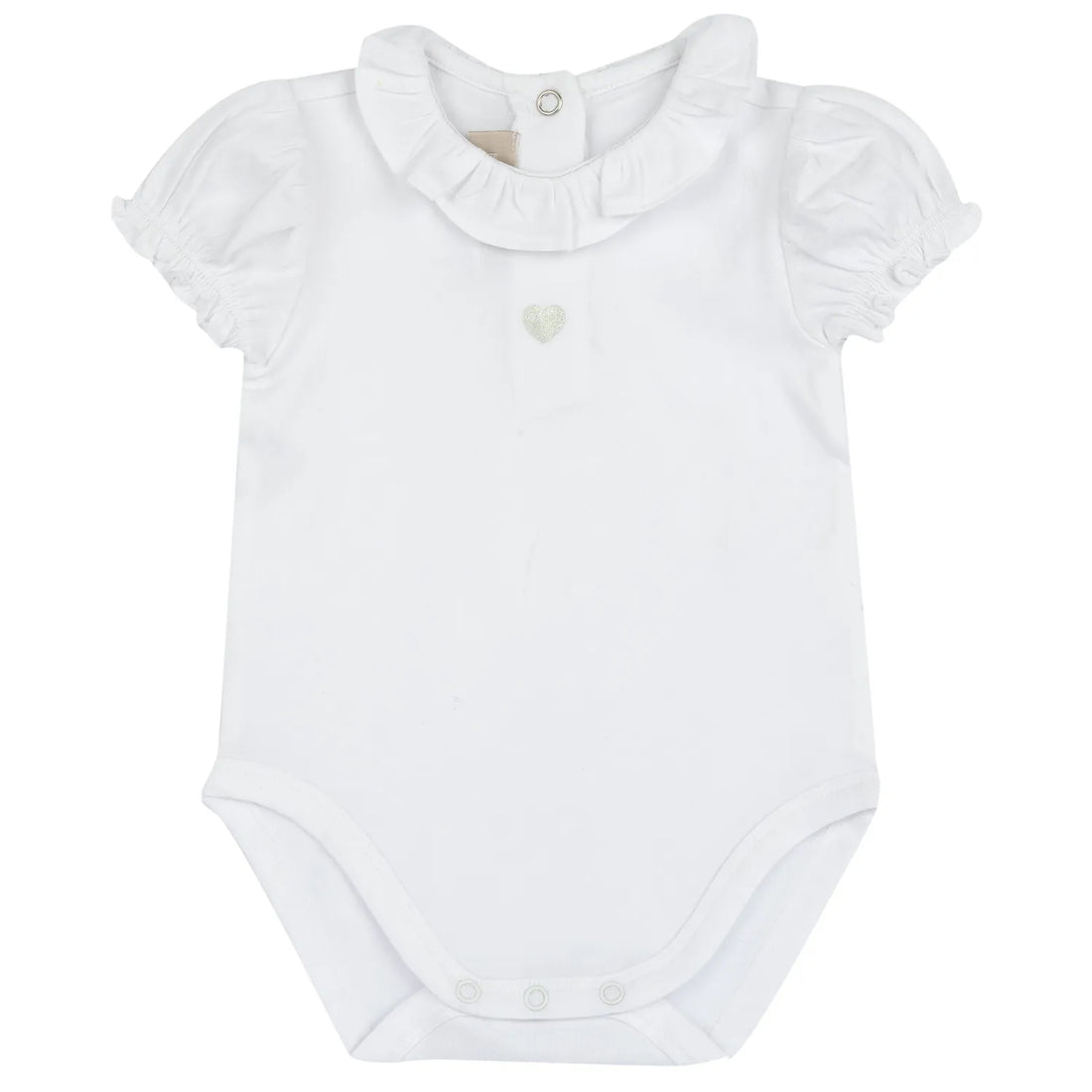 Girls White Embellished Nappy Opening Bodysuit
