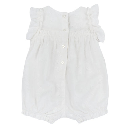 Girls White Embellished Romper