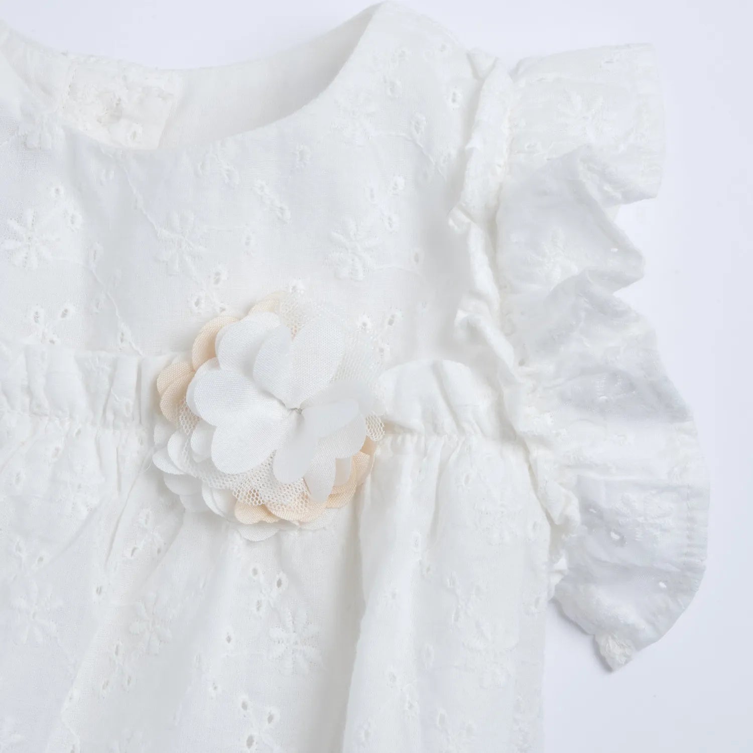 Girls White Embellished Romper