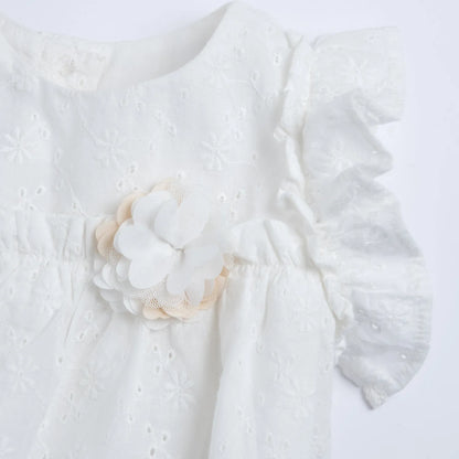 Girls White Embellished Romper