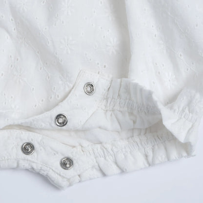 Girls White Embellished Romper