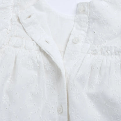 Girls White Embellished Romper