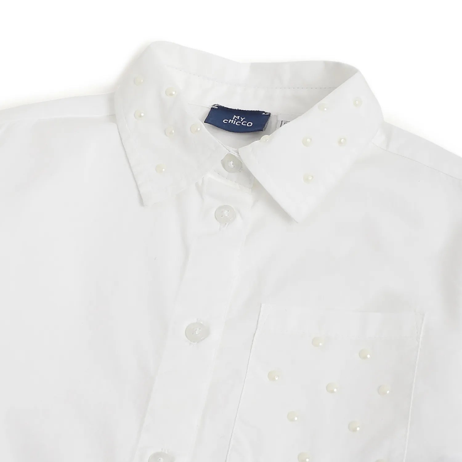 Girls White Embellished Shirt