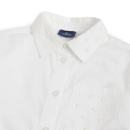Girls White Embellished Shirt