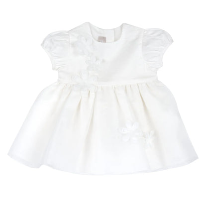 Girls White Embellished Short Sleeve Dress