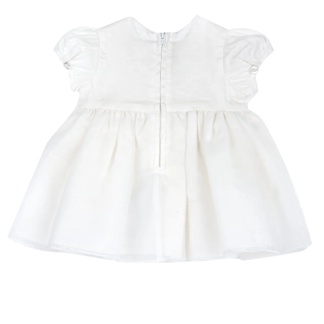 Girls White Embellished Short Sleeve Dress