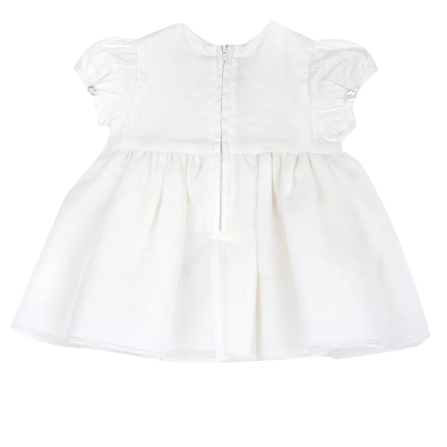 Girls White Embellished Short Sleeve Dress