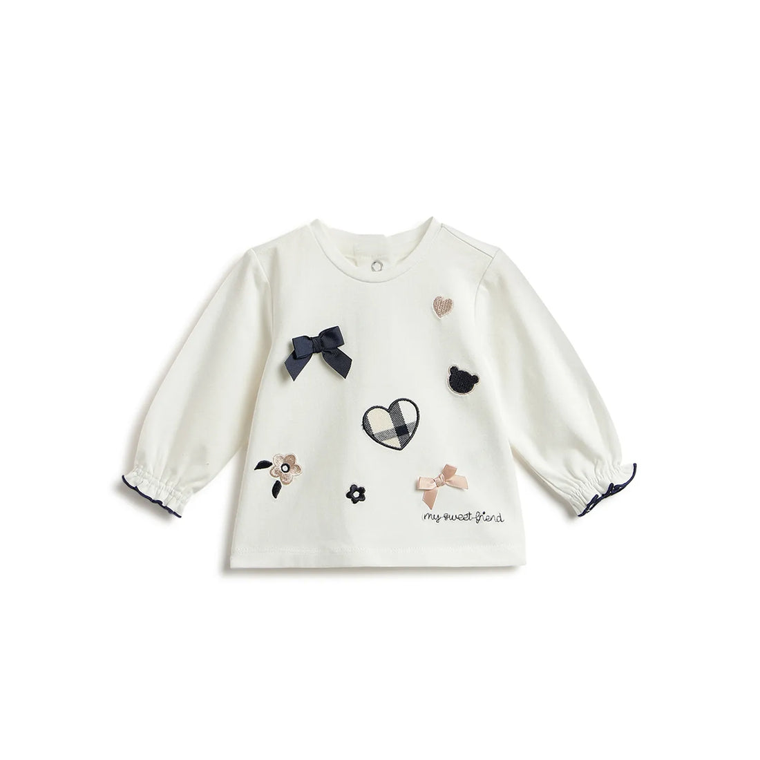 Girls White Embellished T-shirt