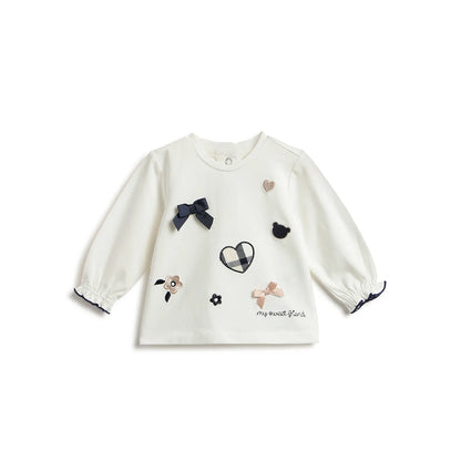 Girls White Embellished T-shirt