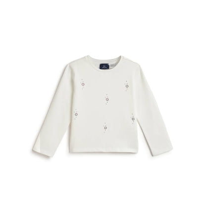 Girls White Embellished T-shirt