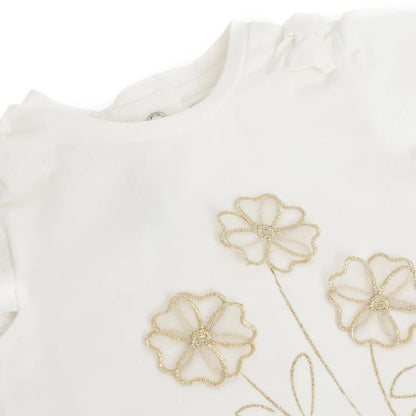 Girls White Embellished T-shirt