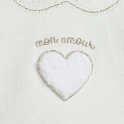 Girls White Embellished T-shirt With Legging