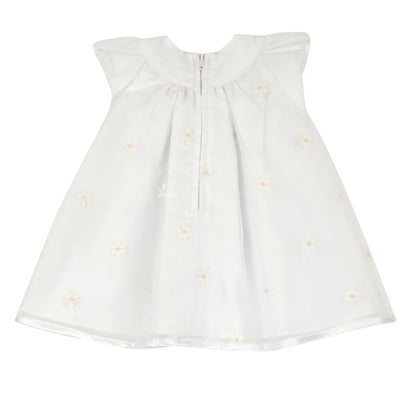 Girls White Embroidered Cap Sleeve Dress