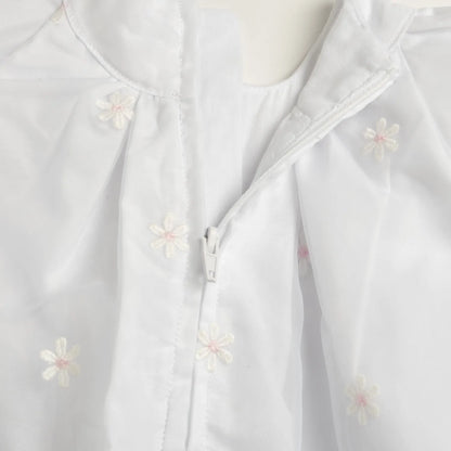 Girls White Embroidered Cap Sleeve Dress