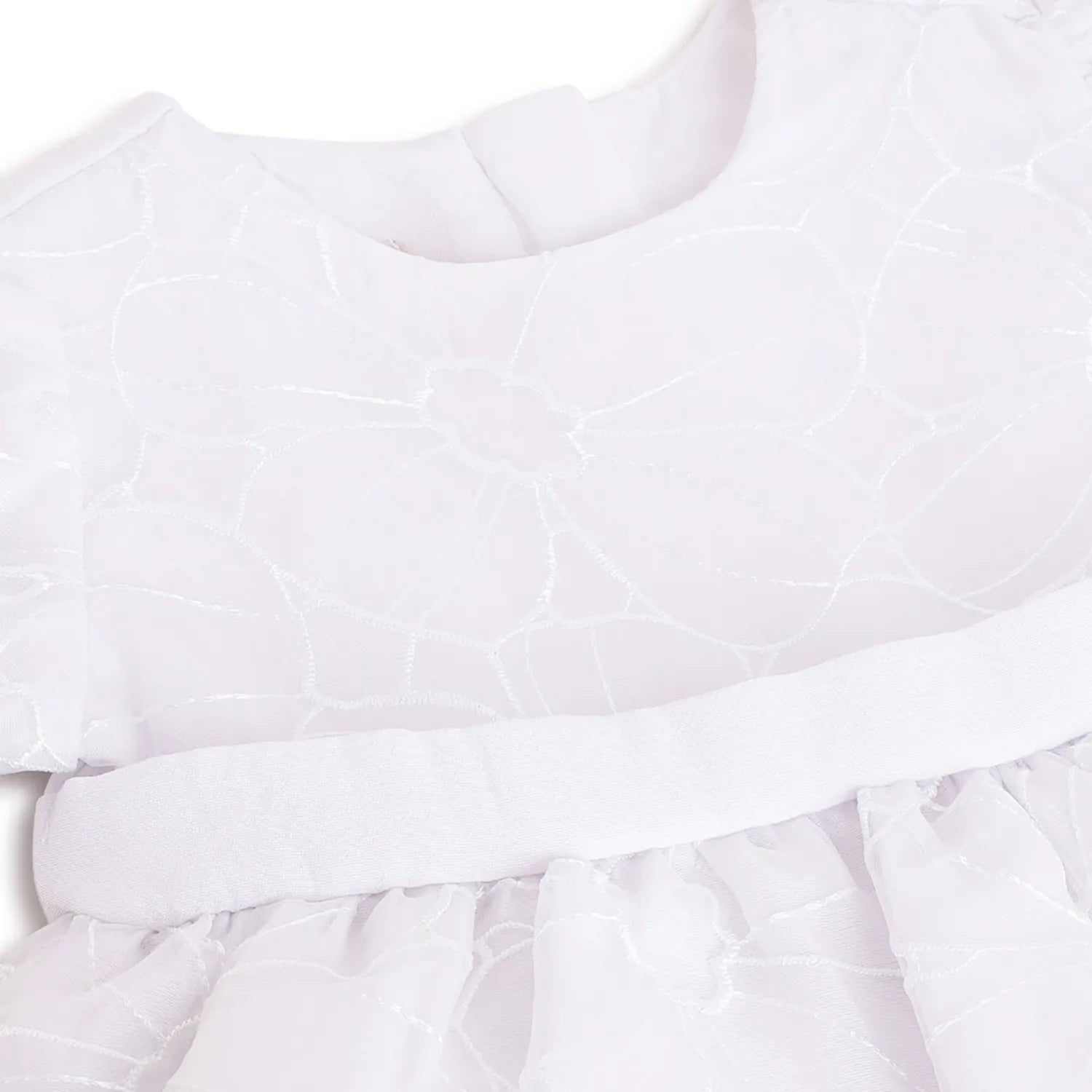 Girls White Embroidered Dress