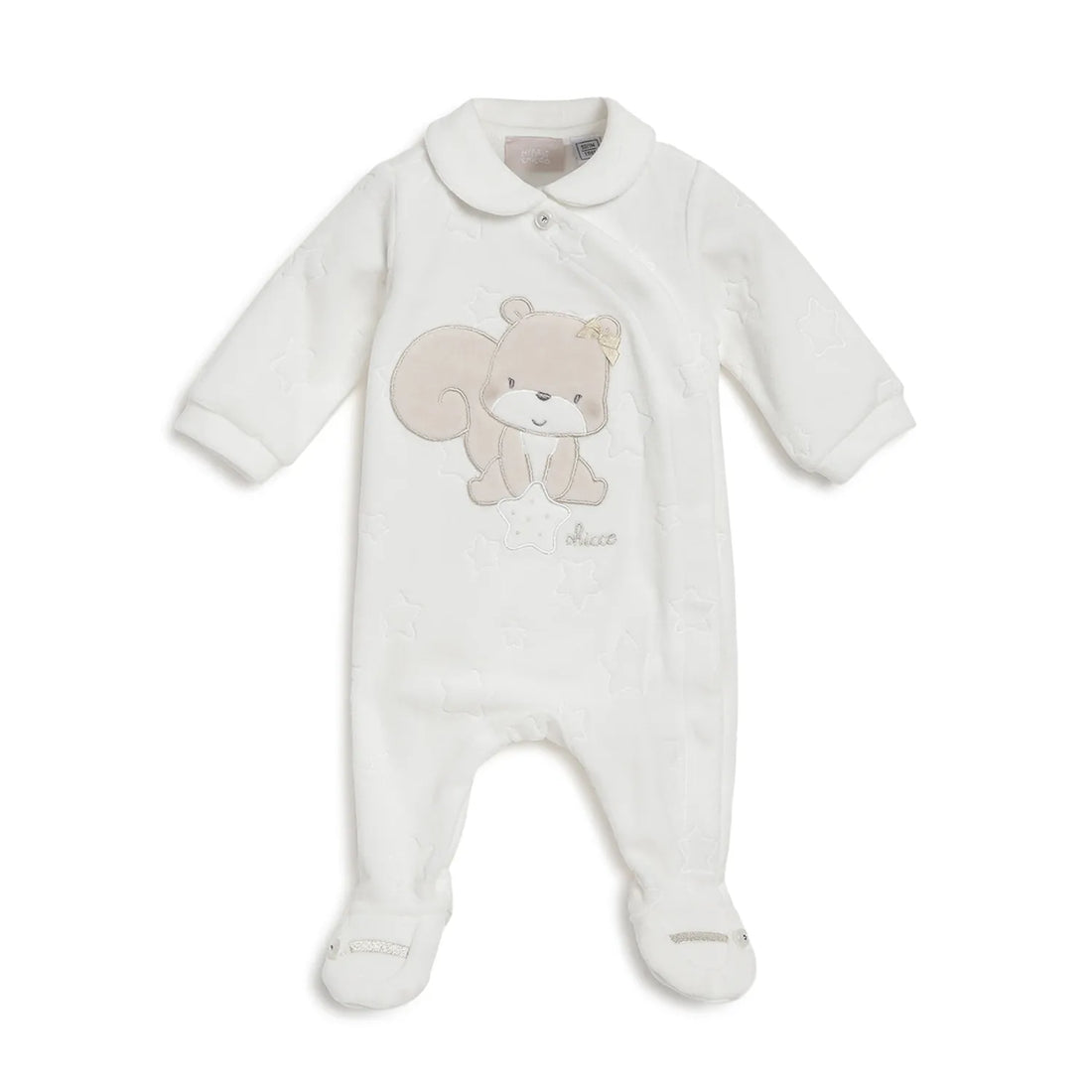 Girls White Embroidered Front Opening Babysuit