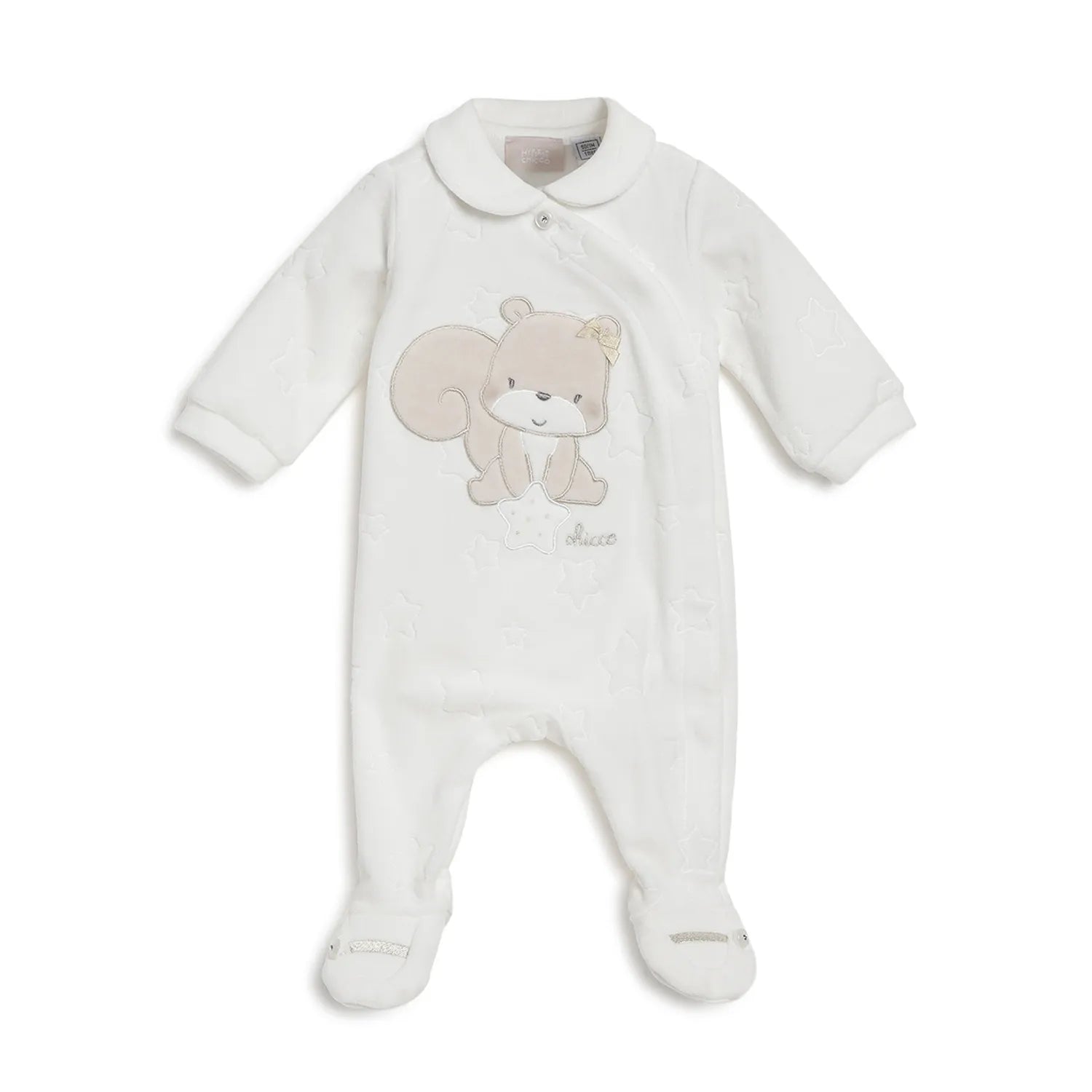 Girls White Embroidered Front Opening Babysuit