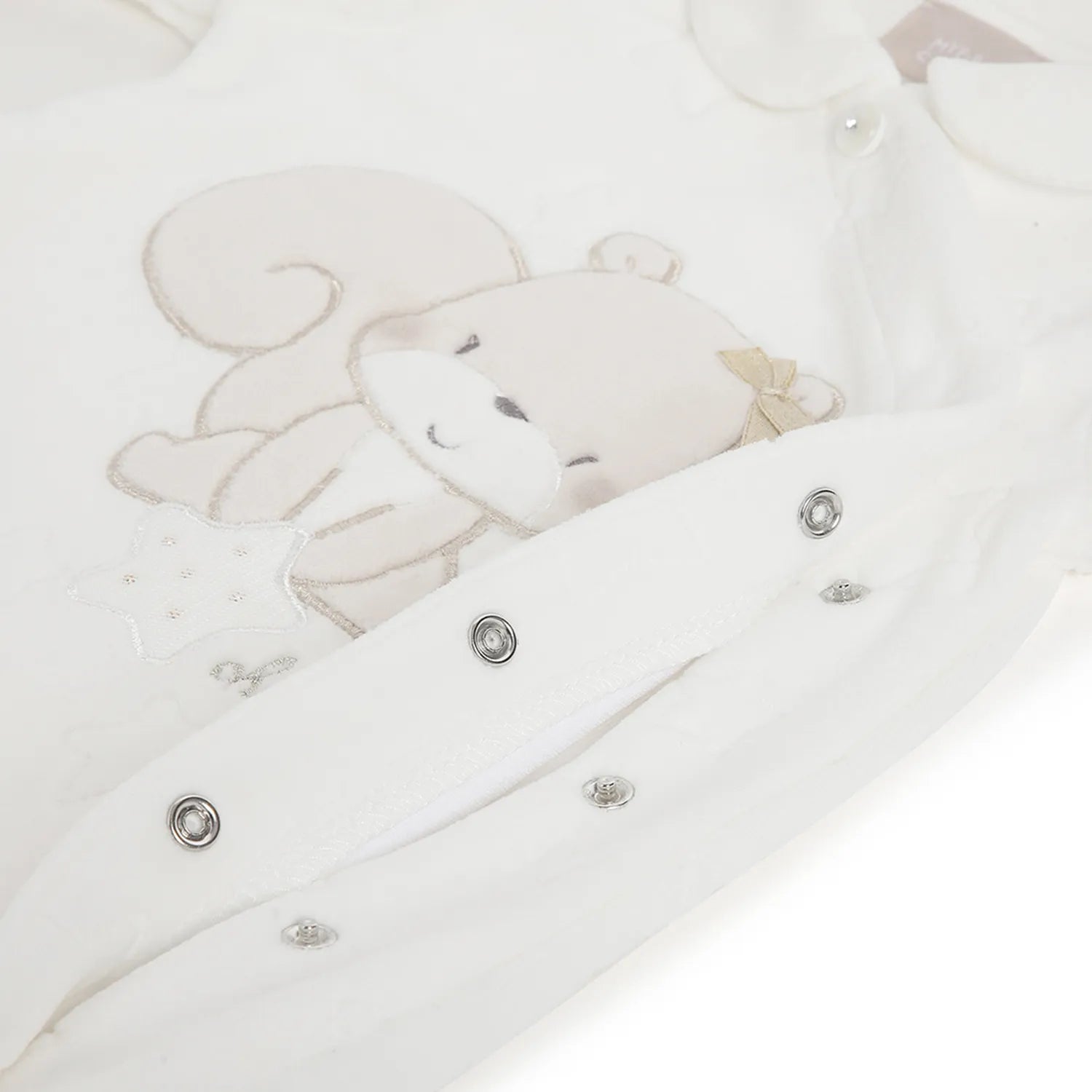 Girls White Embroidered Front Opening Babysuit