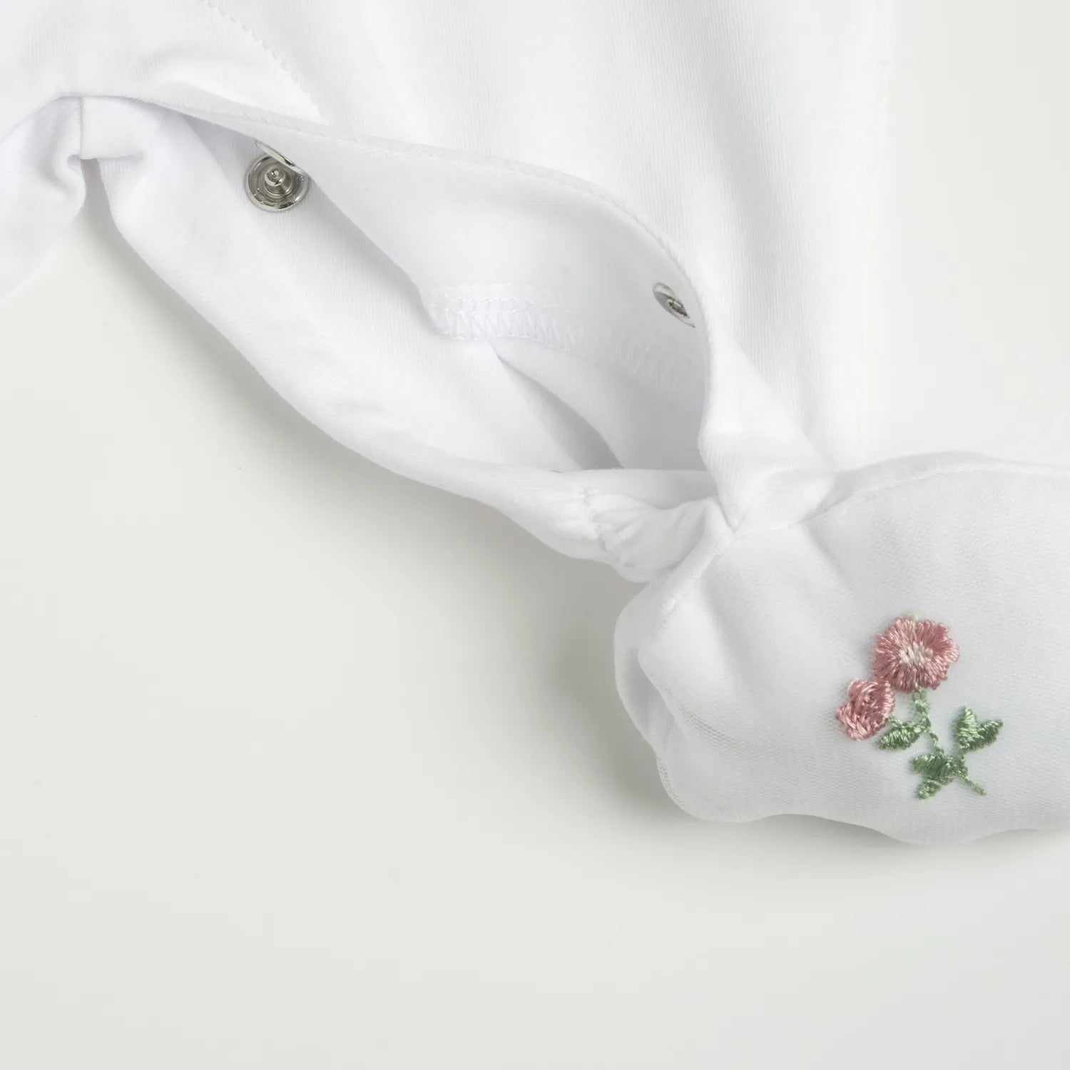 Girls White Embroidered Leg Opening Babysuit