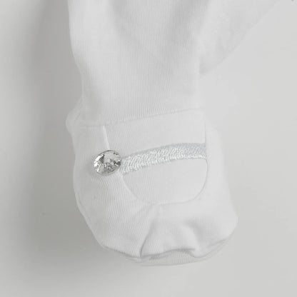 Girls White Embroidered Leg Opening Babysuit