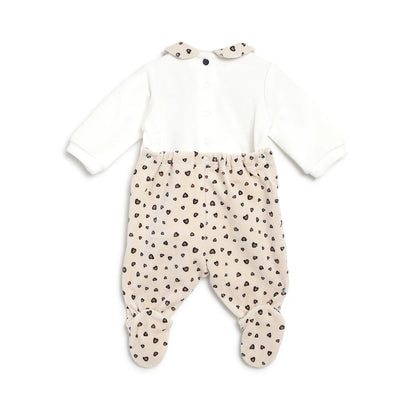 Girls White Embroidered Nappy Opening Babysuit