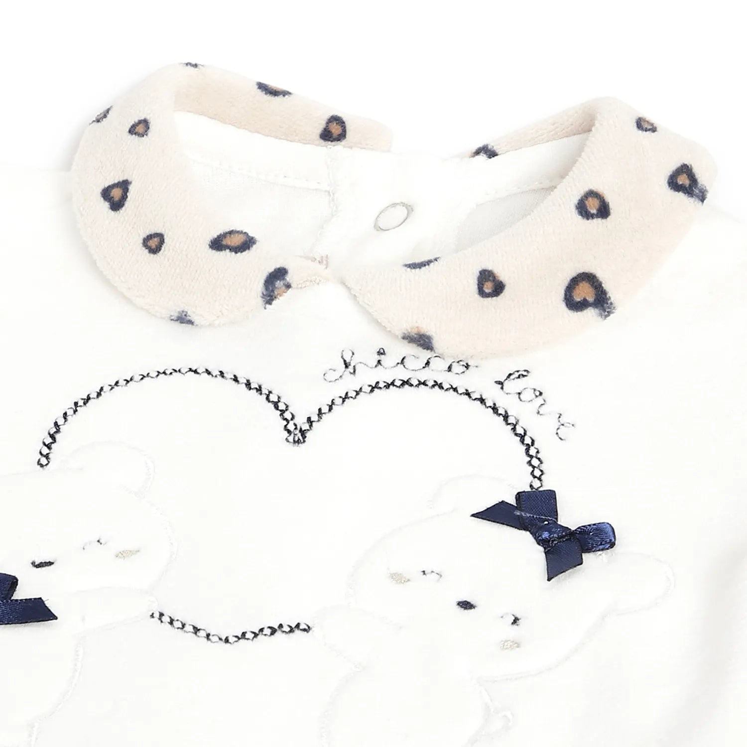 Girls White Embroidered Nappy Opening Babysuit