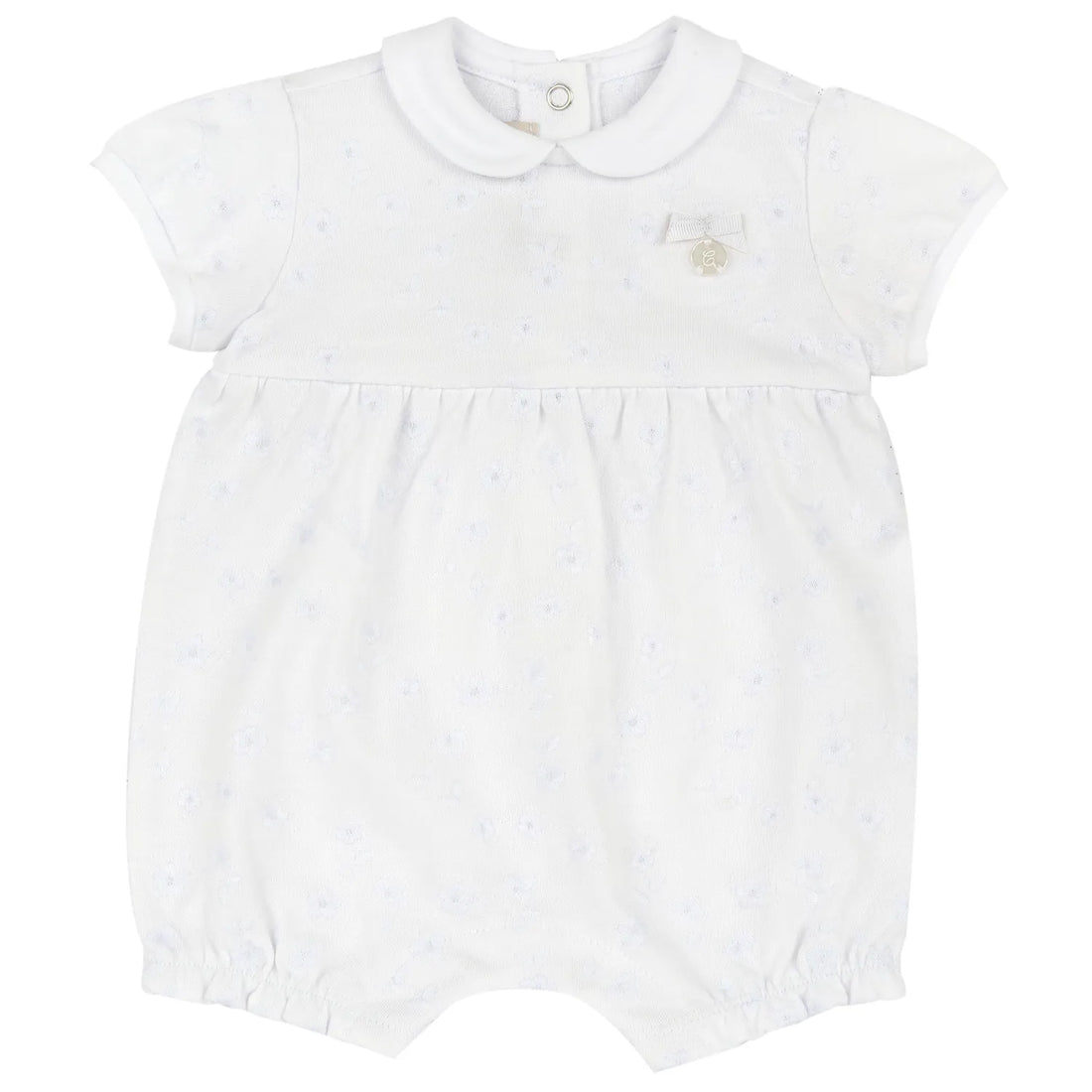 Girls White Embroidered Romper