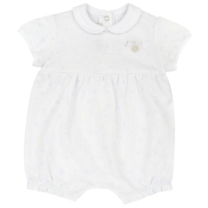 Girls White Embroidered Romper