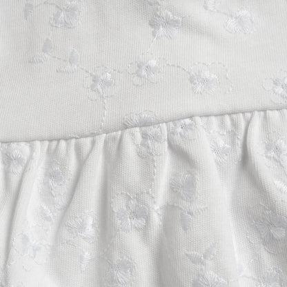 Girls White Embroidered Romper