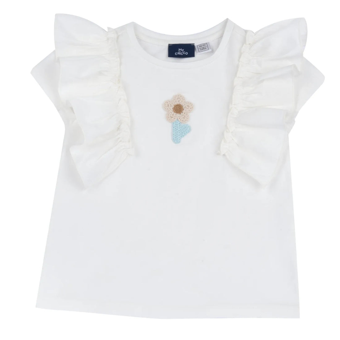 Girls White Embroidered Self Design Top