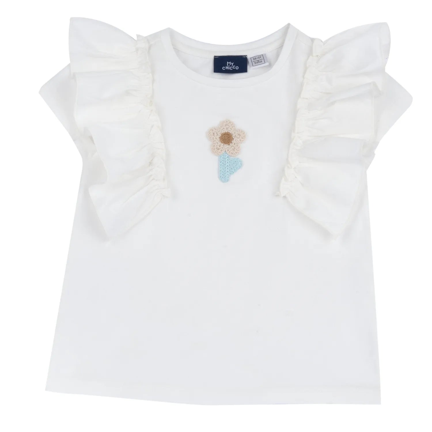 Girls White Embroidered Self Design Top