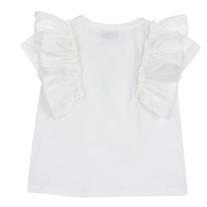 Girls White Embroidered Self Design Top