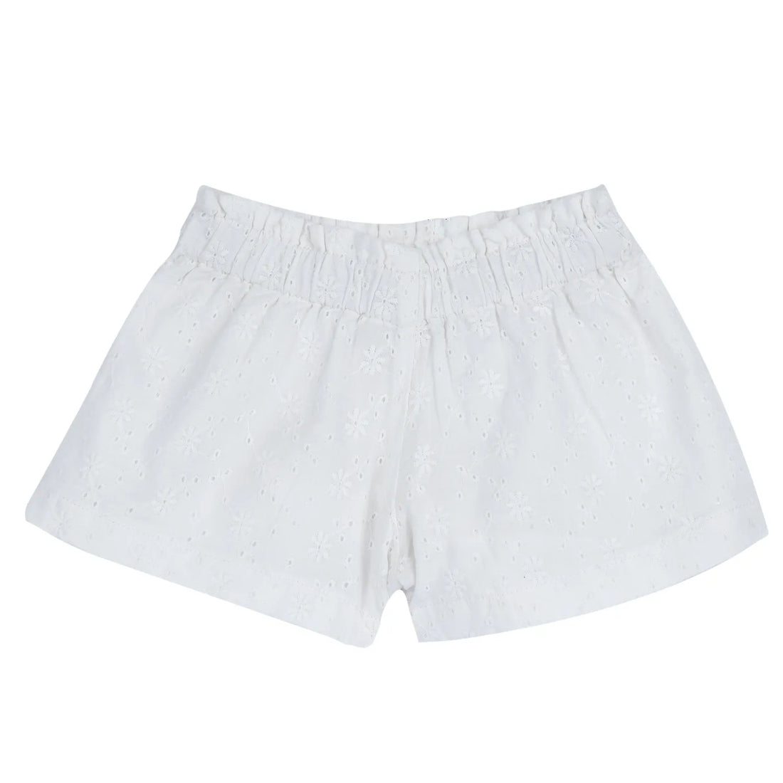 Girls White Embroidered Shorts