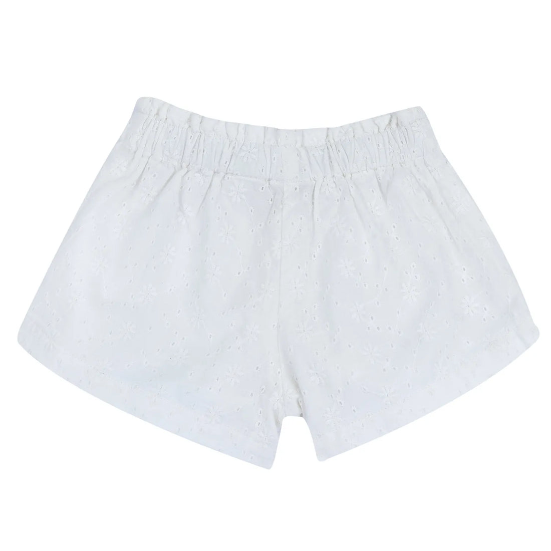 Girls White Embroidered Shorts