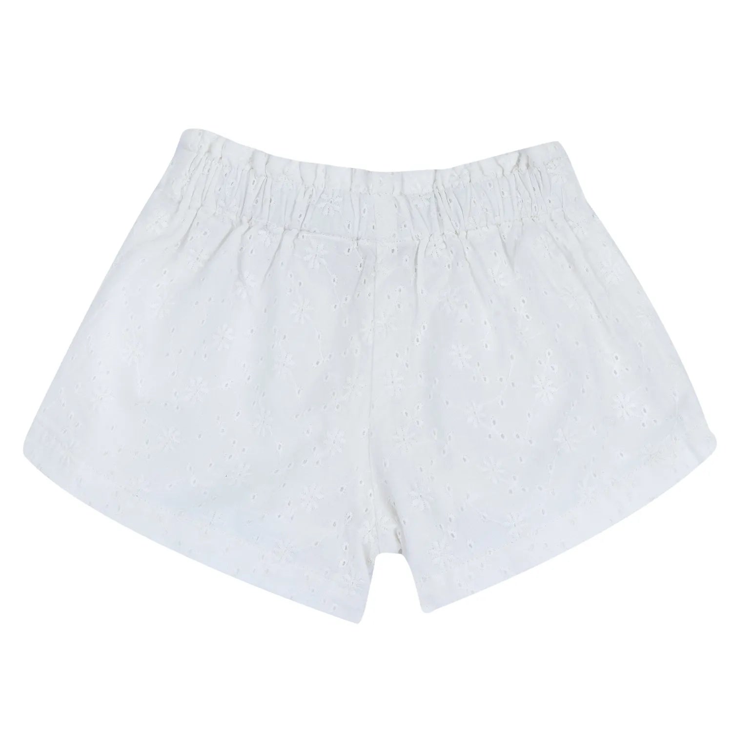Girls White Embroidered Shorts