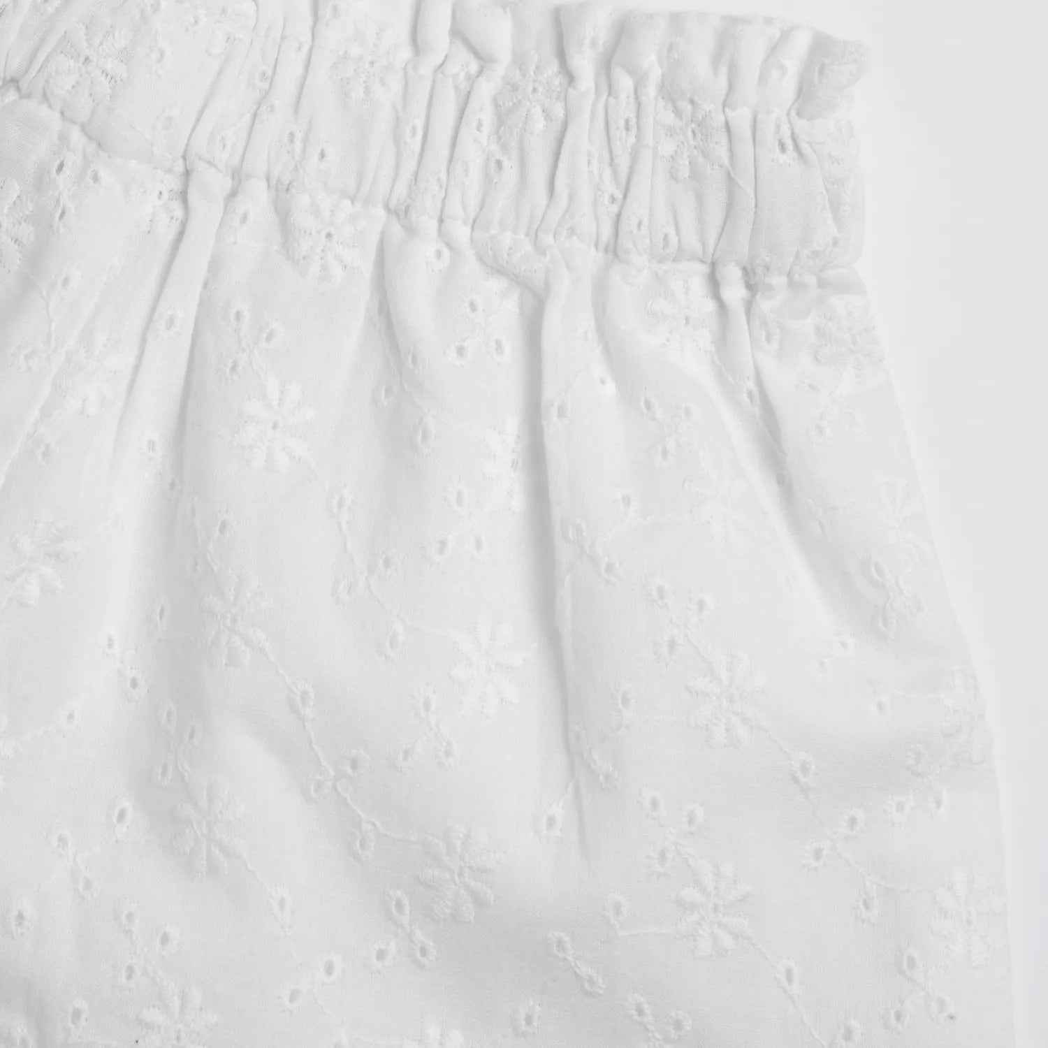 Girls White Embroidered Shorts
