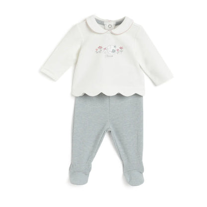 Girls White Embroidered Sweatshirt With Legging