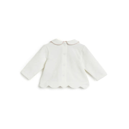 Girls White Embroidered Sweatshirt With Legging