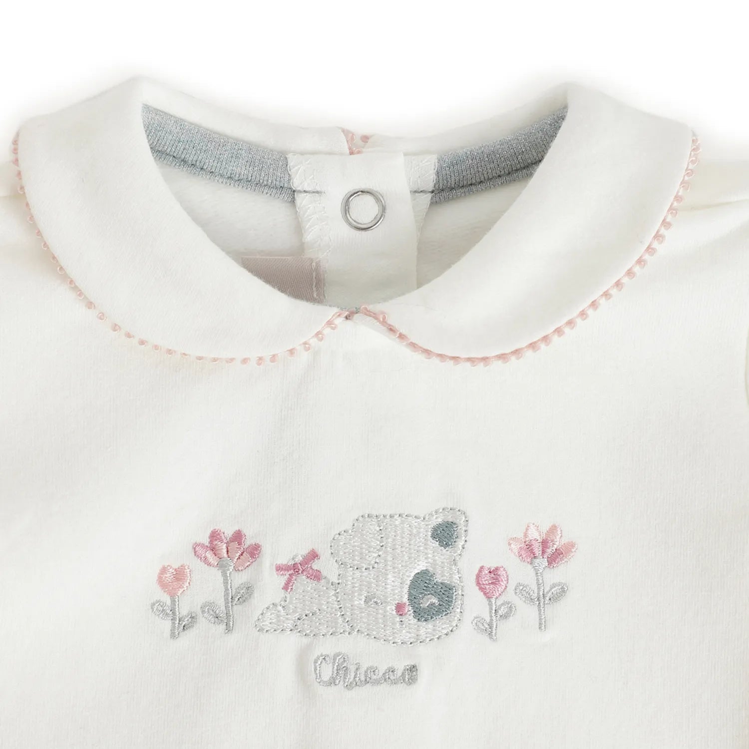 Girls White Embroidered Sweatshirt With Legging