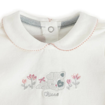 Girls White Embroidered Sweatshirt With Legging