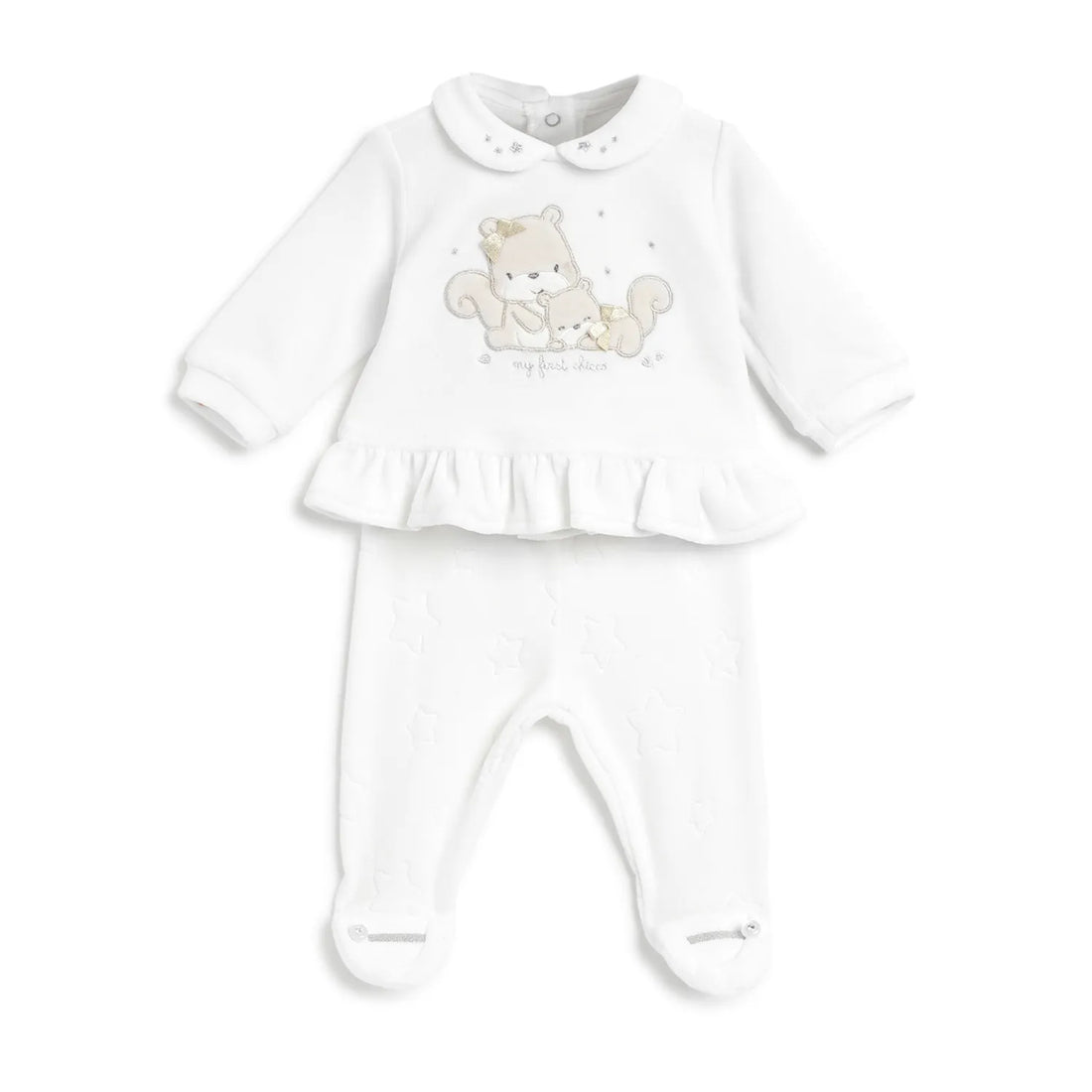 Girls White Embroidered Sweatshirt With Legging