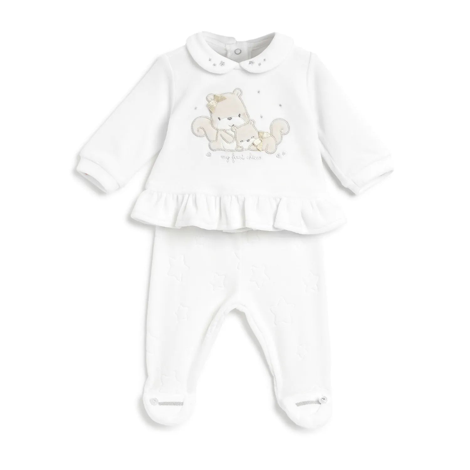 Girls White Embroidered Sweatshirt With Legging