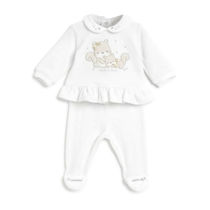 Girls White Embroidered Sweatshirt With Legging