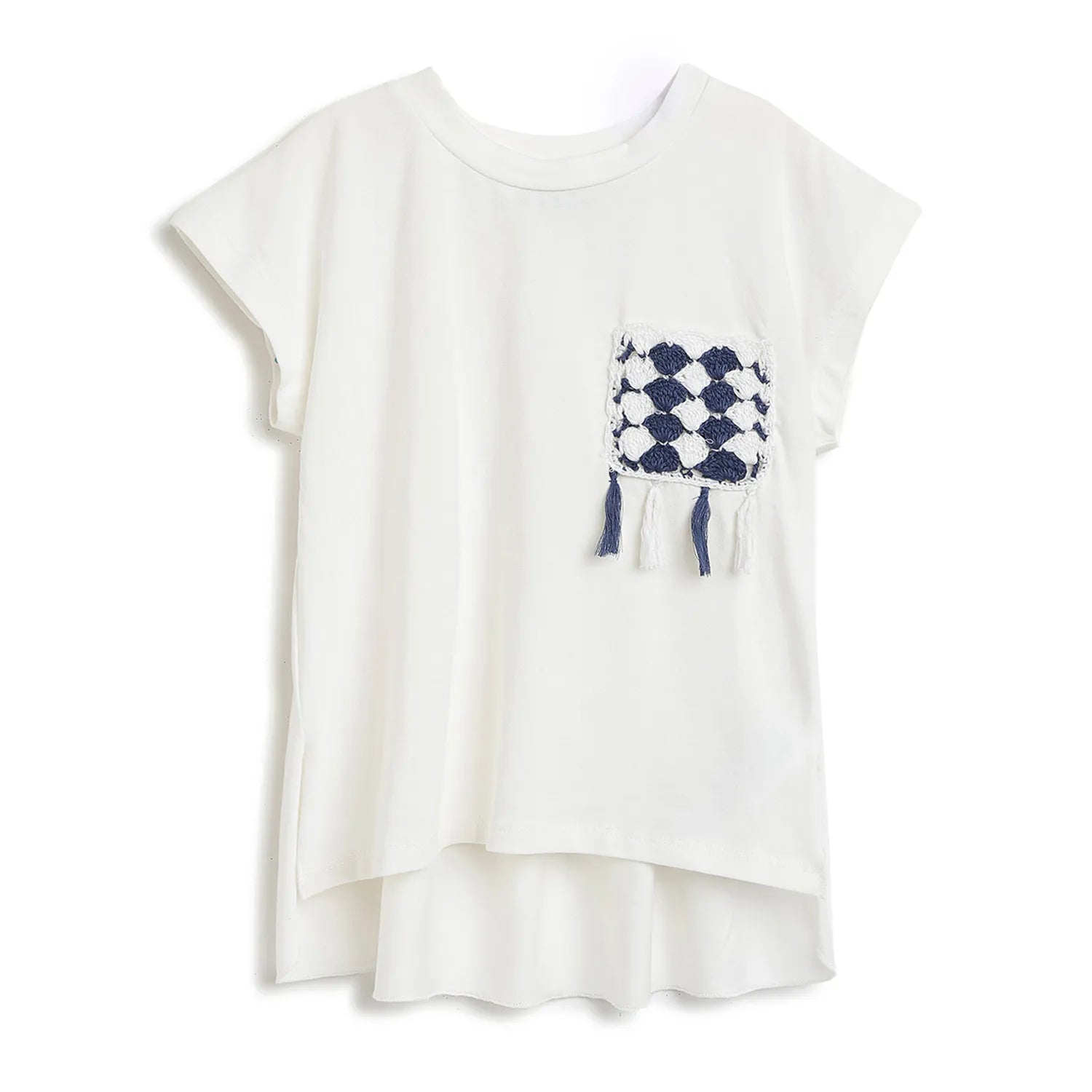Girls White Embroidered T-shirt