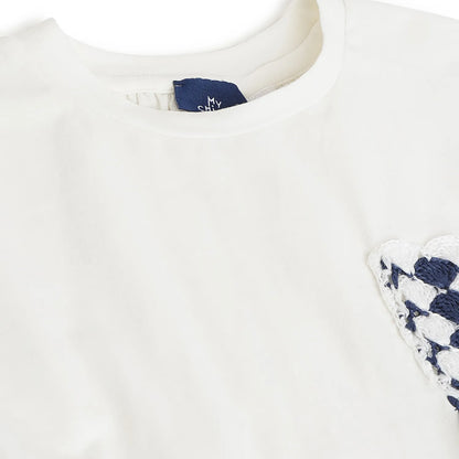 Girls White Embroidered T-shirt