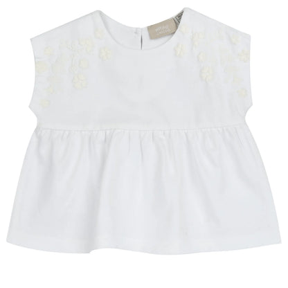 Girls White Embroidered Top