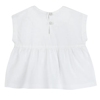 Girls White Embroidered Top